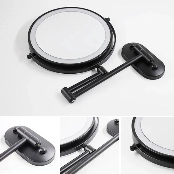 Zwarte Oplaadbare Led Vergrotende Spiegel Voor Make-Up En Badkamer - Afbeelding 3