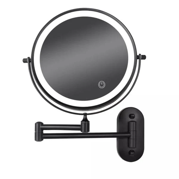 Zwarte Oplaadbare Led Vergrotende Spiegel Voor Make-Up En Badkamer - Afbeelding 5