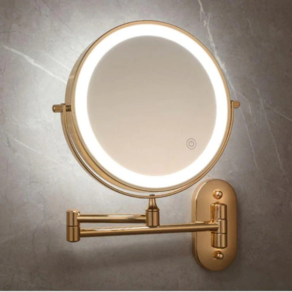 Gouden Oplaadbare Led Vergrotende Spiegel Voor Make-Up En Badkamer - Afbeelding 5