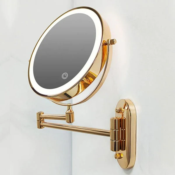 Gouden Oplaadbare Led Vergrotende Spiegel Voor Make-Up En Badkamer - Afbeelding 2