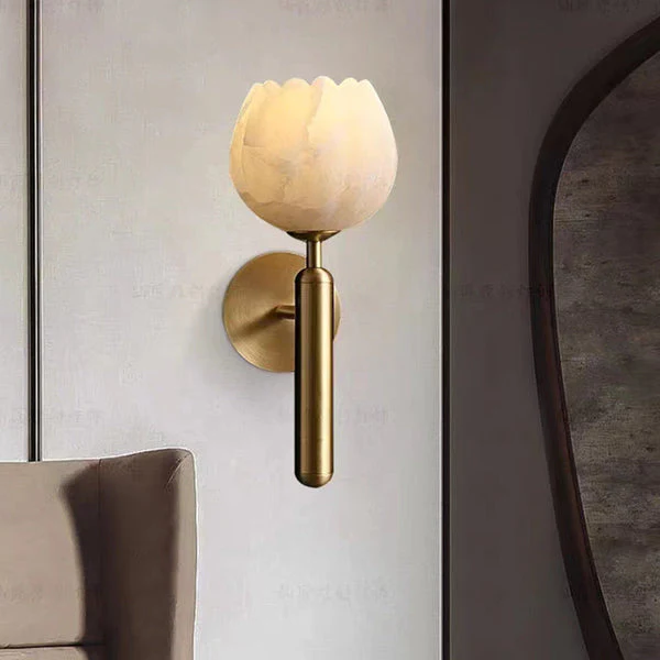 Marmeren Wandlamp In De Vorm Van Een Roos - Afbeelding 3