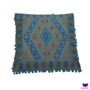 Marokkaans kussen turquoise/goud