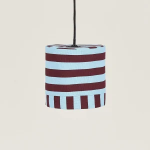 Nobodinoz Linda lampenkap Burgundy Blue Stripes Ø20 – kleine katoenen hanglamp