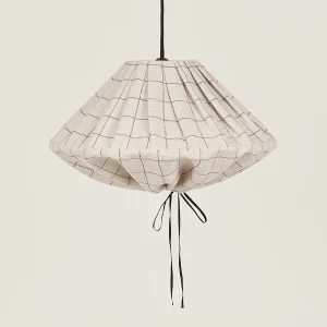 Nobodinoz Yumi lampenkap 50 cm Charcoal Grid – linnen hanglamp kinderkamer