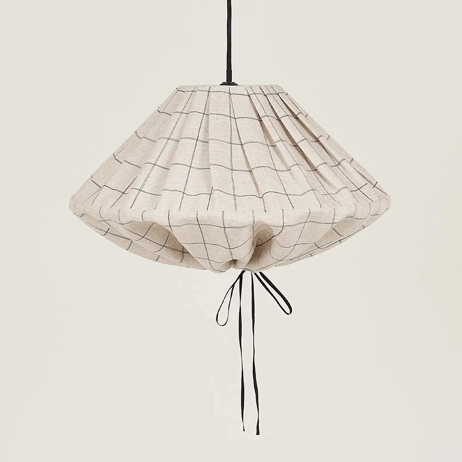 Nobodinoz Yumi lampenkap 50 cm Charcoal Grid – linnen hanglamp kinderkamer - Afbeelding 2