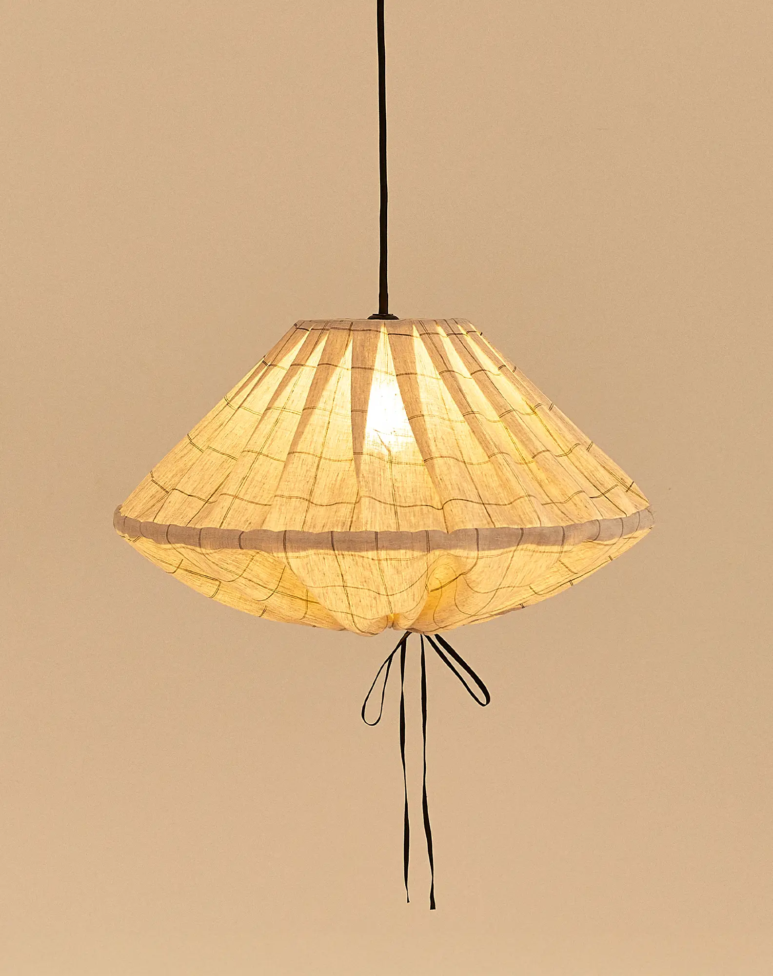 Nobodinoz Yumi lampenkap 50 cm Charcoal Grid – linnen hanglamp kinderkamer - Afbeelding 5