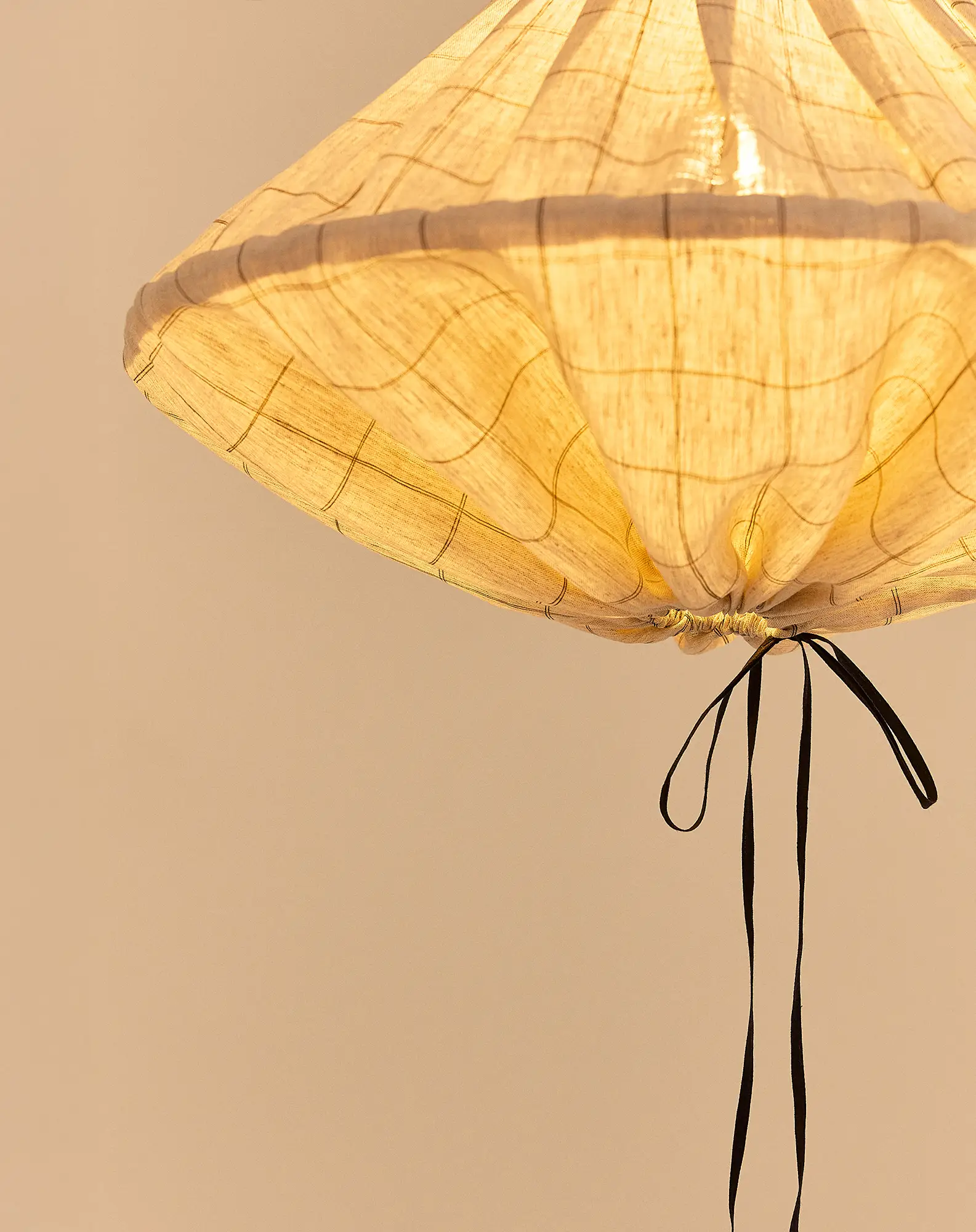 Nobodinoz Yumi lampenkap 50 cm Charcoal Grid – linnen hanglamp kinderkamer - Afbeelding 6