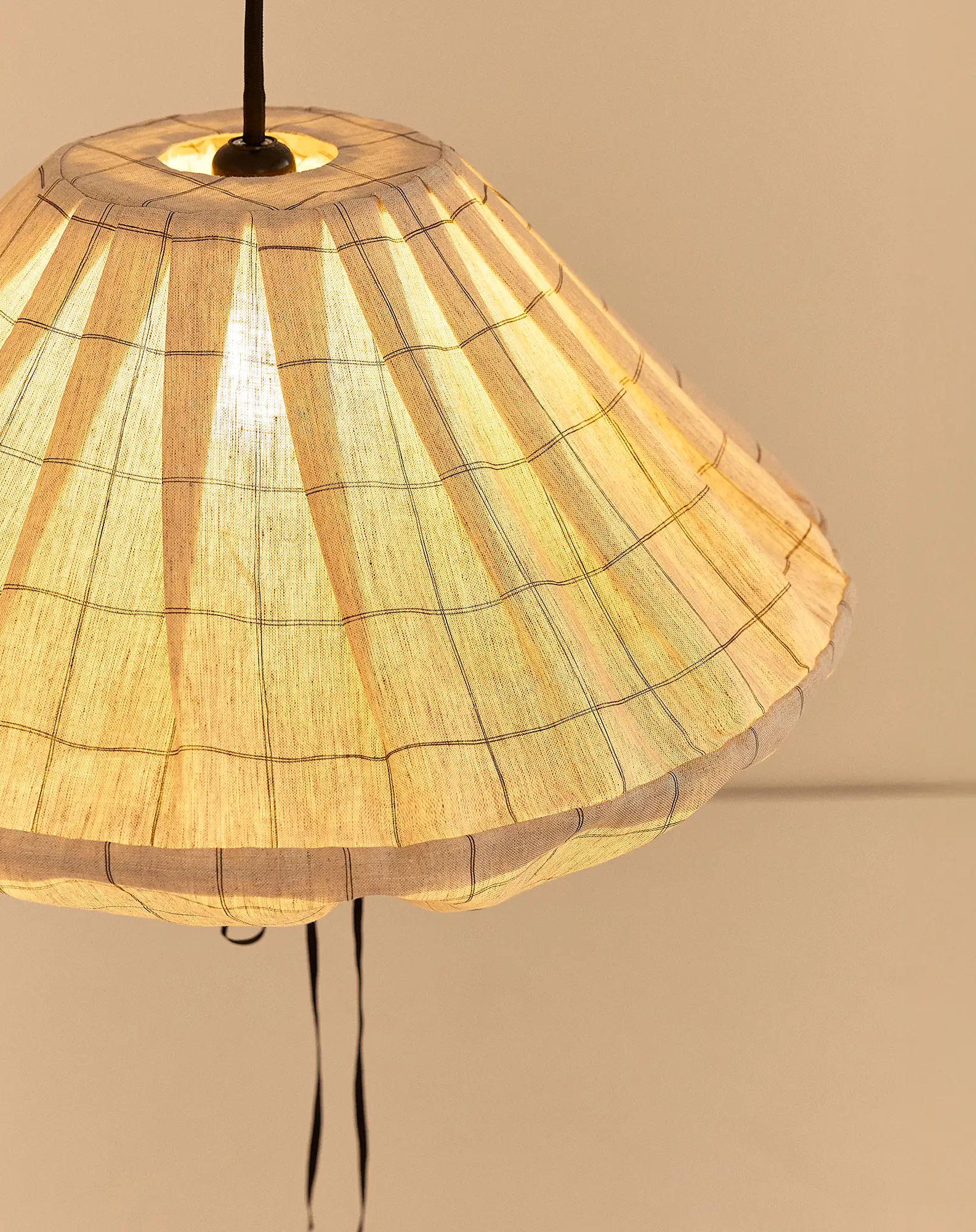Nobodinoz Yumi lampenkap 50 cm Charcoal Grid – linnen hanglamp kinderkamer - Afbeelding 3