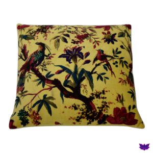 Oosters kussen bohemian fluweel birds zon geel