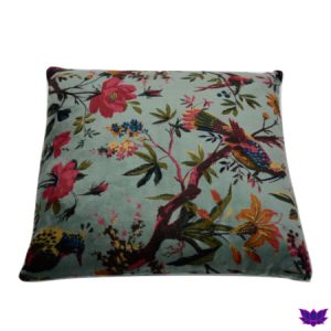 Oosters sierkussen bohemian fluweel birds zee groen