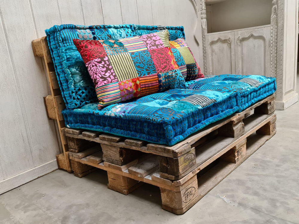 Oosterse set palletkussens Turquoise - Afbeelding 3