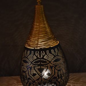Oosterse tafellamp filigrain zwart/goud