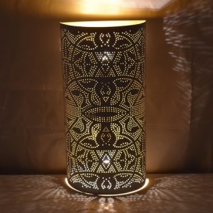 Oosterse filigrain wandlamp Cilinder wit goud