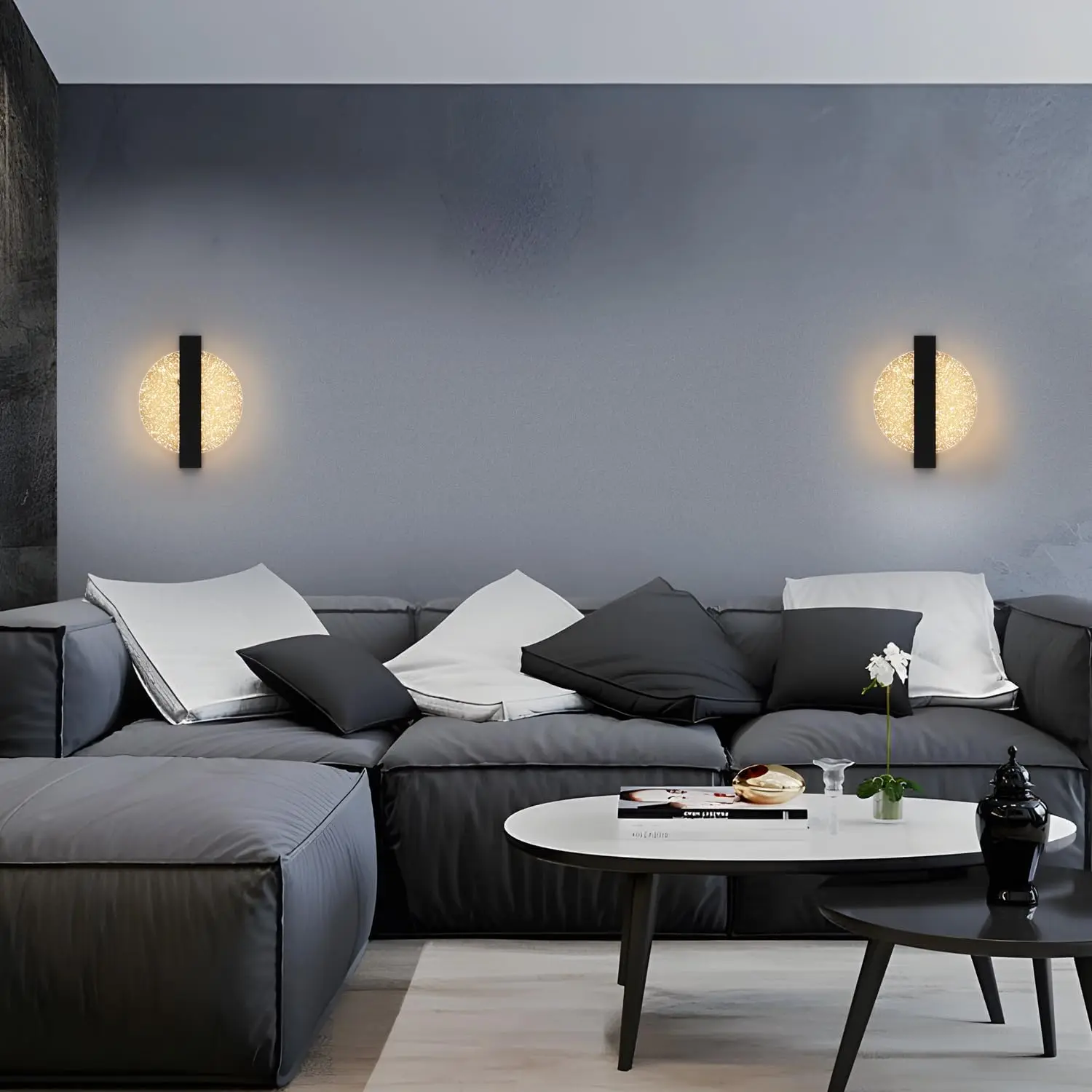 LumaLeaf Rond Wandpaneel – Moderne LED Wandlamp met Zilveren Blad & Warm Licht (3500K) - Afbeelding 6