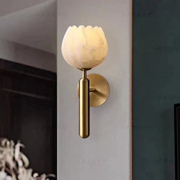 Marmeren Wandlamp In De Vorm Van Een Roos - Afbeelding 4